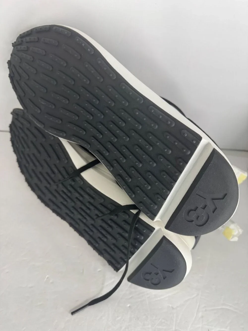 Y-3 Black and White Mesh Suede Runner Sneakers